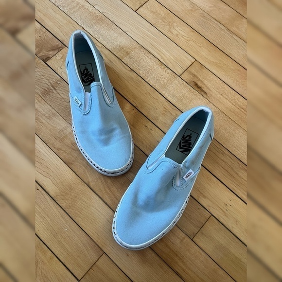 Vans classic slip-on check foxing cool blue shoes - Picture 1 of 7